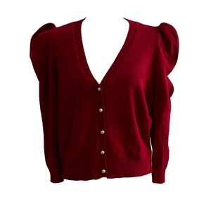 VENUS Red Pearl Button Puff Sleeve Cardigan – Size 1X NWOT